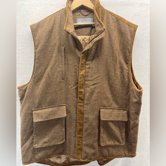 Hickey Freeman Brown Tweed Corduroy Men Field Barn Vest XXL English Countryside - Picture 2 of 13